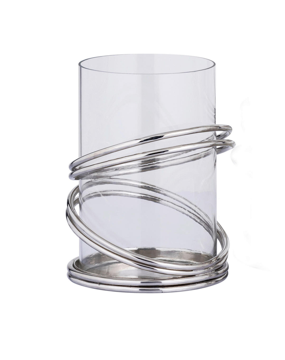 WINDLICHT Nickelfarben, Chromfarben 15/21 cm  - Chromfarben/Nickelfarben, LIFESTYLE, Glas/Metall (15/21cm) - Ambia Home