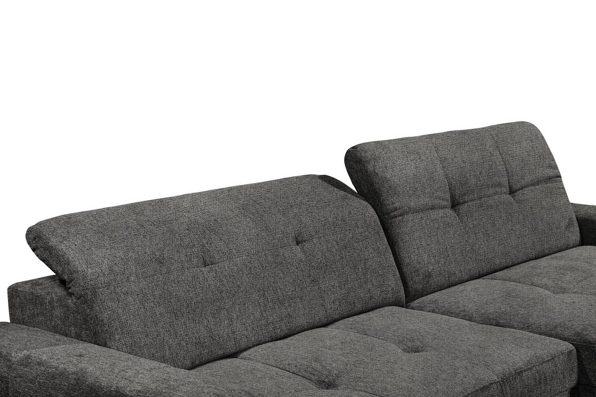 ECKSOFA SORELLA Graphitfarben Chenille Kopfteilverstellung, Sitztiefenverstellung  - Kaschmir/Graphitfarben, Design, Kunststoff/Textil (328/182cm) - MID.YOU
