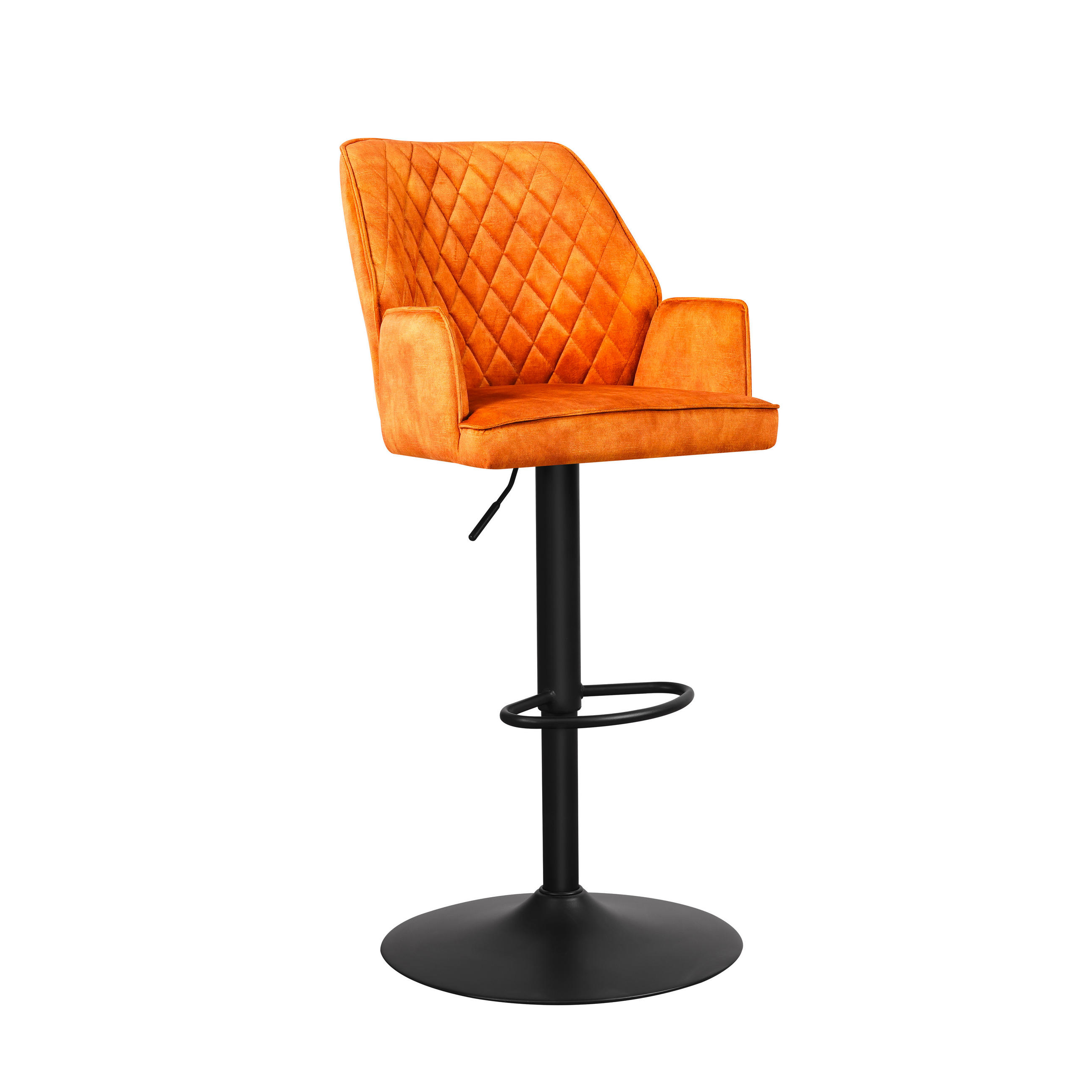 BARHOCKER-SET Samt, Velours Orange, Goldfarben, Cognac gastro- und objekttauglich, Sitzfläche 360° drehbar, mit Griff  - Cognac/Goldfarben, MODERN, Textil/Metall (54/100/58cm) - MID.YOU