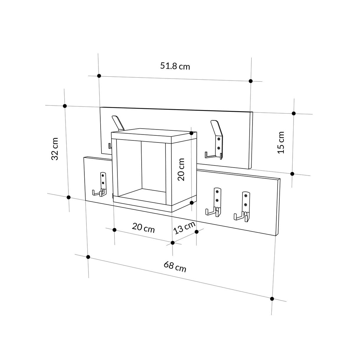 WANDGARDEROBE  in Dunkelbraun, Mokka  - Dunkelbraun/Mokka, Design, Holzwerkstoff/Metall (68/32/13cm) - Livetastic