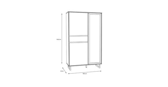 VITRINE in Schwarz, Eichefarben  - Eichefarben/Schwarz, KONVENTIONELL, Glas/Holzwerkstoff (99,9/165,8/42cm) - Hom`in