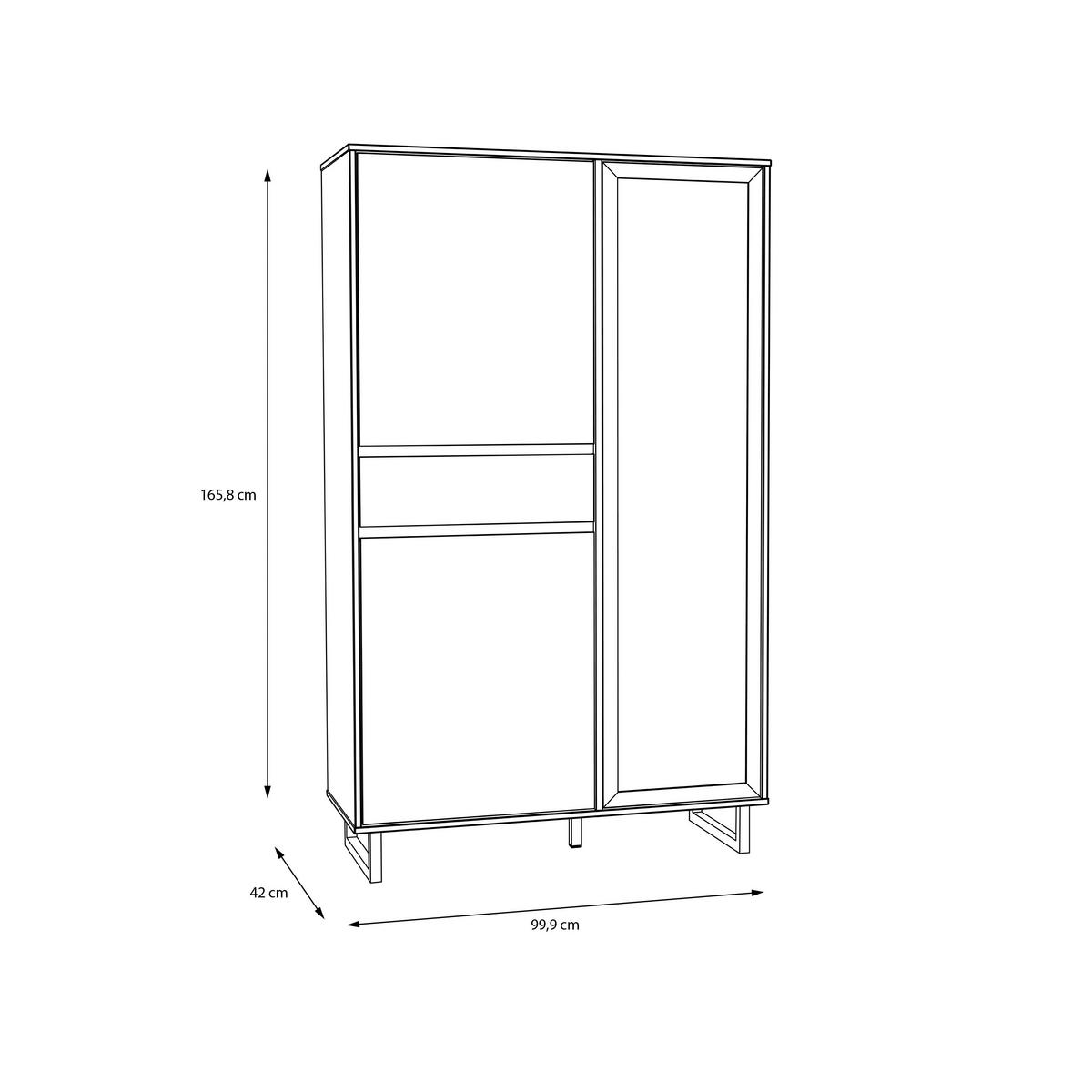 VITRINE in Schwarz, Eichefarben  - Eichefarben/Schwarz, KONVENTIONELL, Glas/Holzwerkstoff (99,9/165,8/42cm) - Hom`in