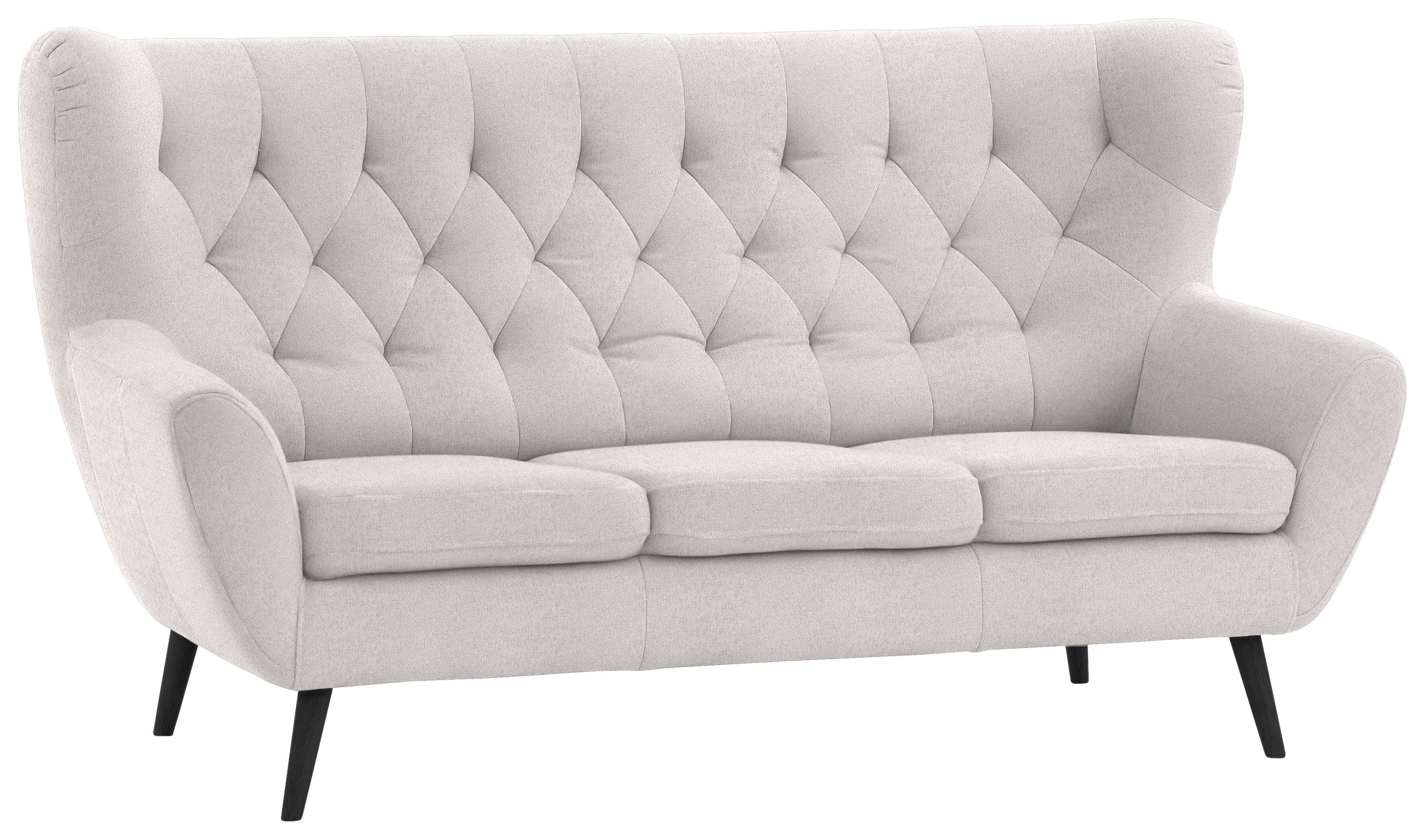 3-SITZER-SOFA in Webstoff Beige  - Beige/Schwarz, Design, Holz/Textil (187/101/95cm) - Stylife