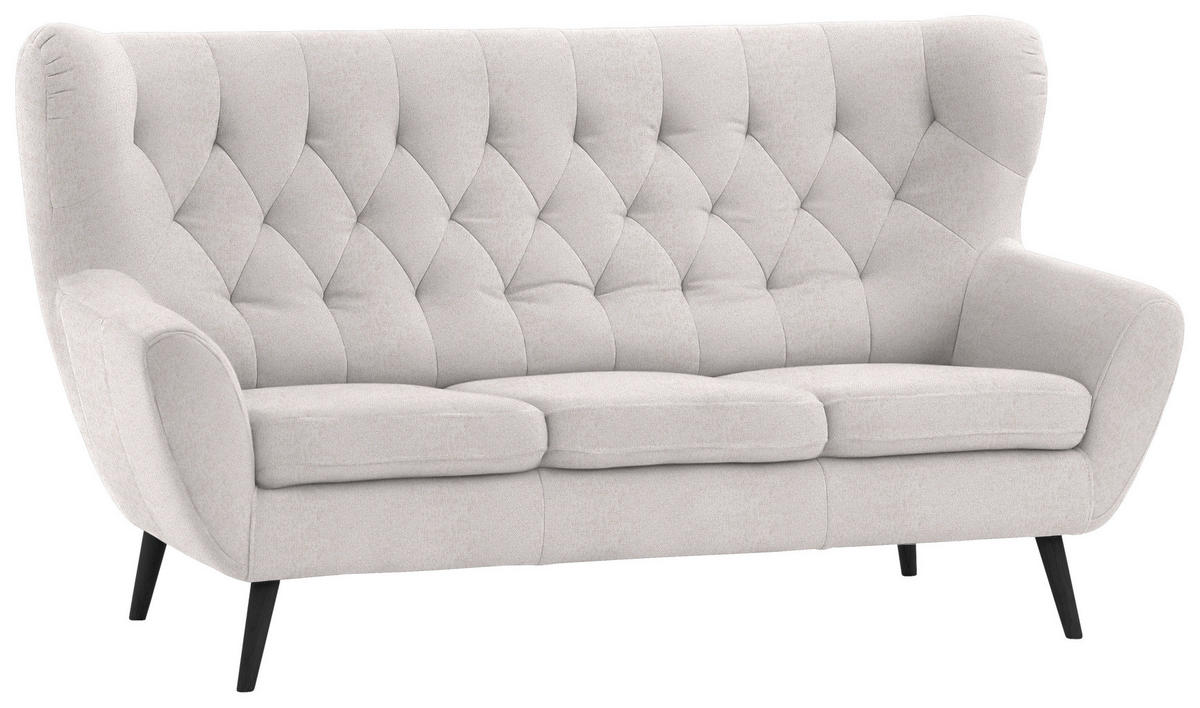 3-SITZER-SOFA Webstoff Beige  - Beige/Schwarz, Design, Holz/Textil (187/101/95cm) - Stylife
