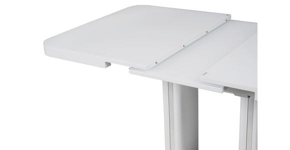 ESSTISCH in Metall, Glas, Holzwerkstoff 120-160/80/76 cm - Edelstahlfarben/Weiß, Design, Glas/Holzwerkstoff (120-160/80/76cm) - Hom`in