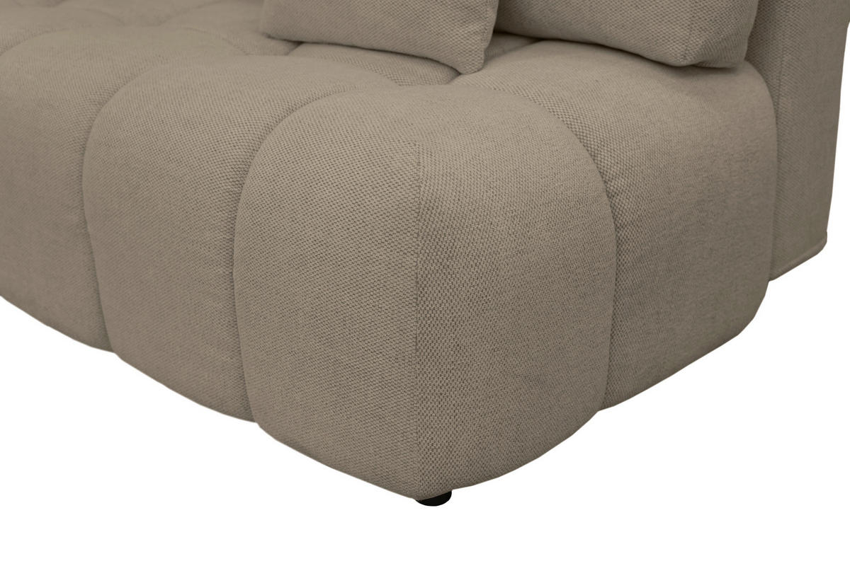 BOXSPRINGSOFA in Chenille Beige  - Beige/Schwarz, MODERN, Kunststoff/Textil (210/72/105cm) - Cantus