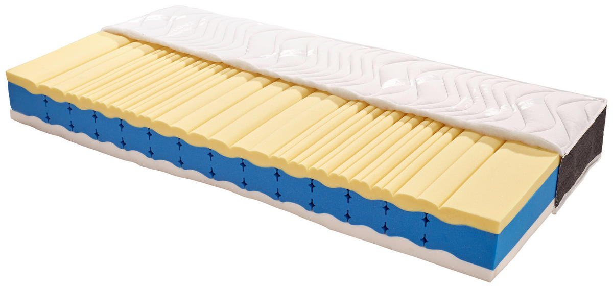 VISCOMATRATZE 90/200 cm Höhe ca. 22 cm 7 -Zonen - Weiß, KONVENTIONELL, Textil (90/200cm) - Livetastic