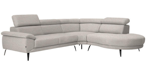 ECKSOFA in Velours Sandfarben  - Sandfarben/Schwarz, Design, Textil/Metall (299/264cm) - Novel