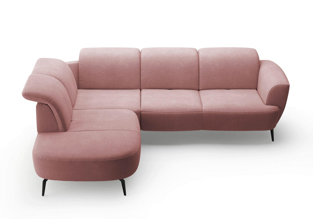 ECKSOFA in Mikrofaser Altrosa  - Schwarz/Altrosa, Konventionell, Textil/Metall (267/300cm) - Sit & More