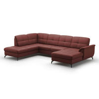 WOHNLANDSCHAFT in Vliesstoff Kombination Echtleder/Stoff Rotbraun  - Rotbraun/Schwarz, Modern, Leder/Textil (212/319/164cm) - Sit & More