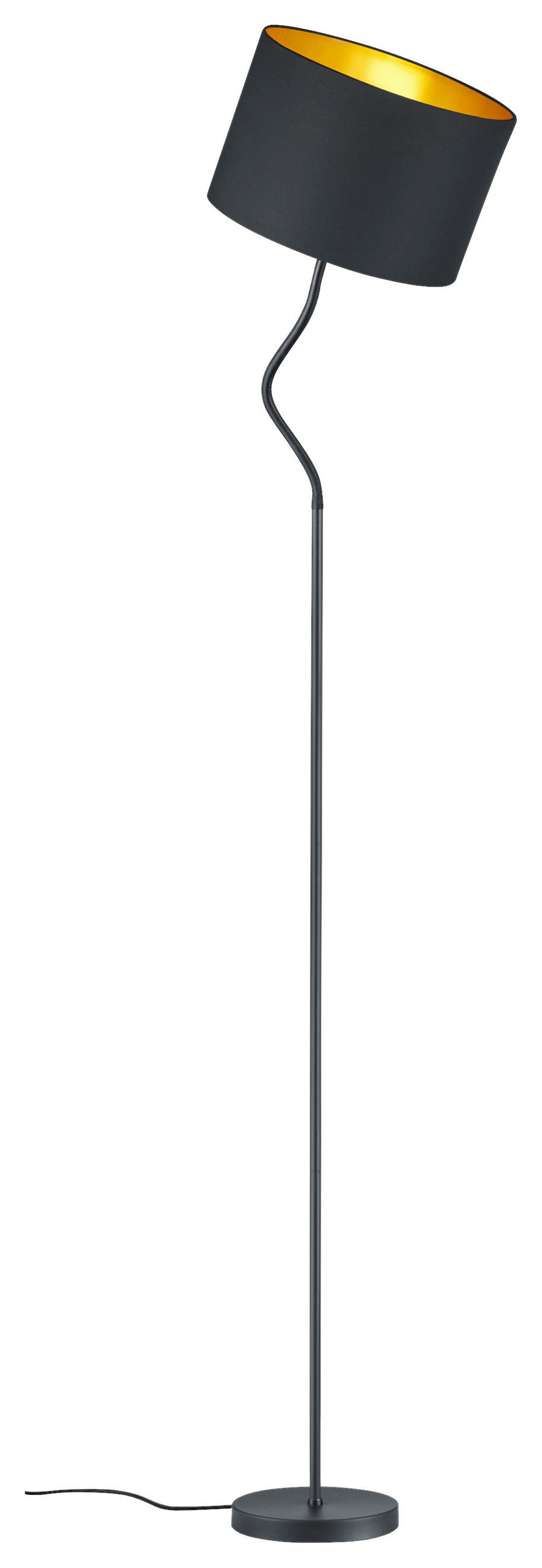 STEHLEUCHTE - Goldfarben/Schwarz, Design, Textil/Metall (35/156cm) - Trio Leuchten