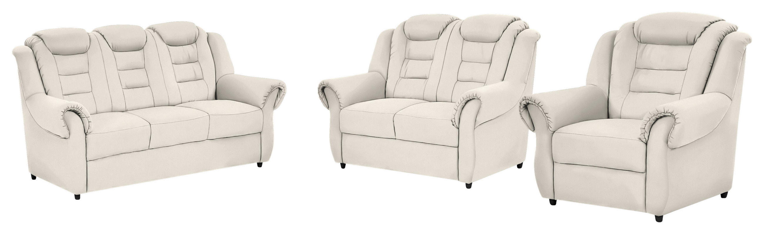 SITZGARNITUR in Lederlook Weiss  - Weiss/Schwarz, Konventionell, Kunststoff/Textil - Livetastic