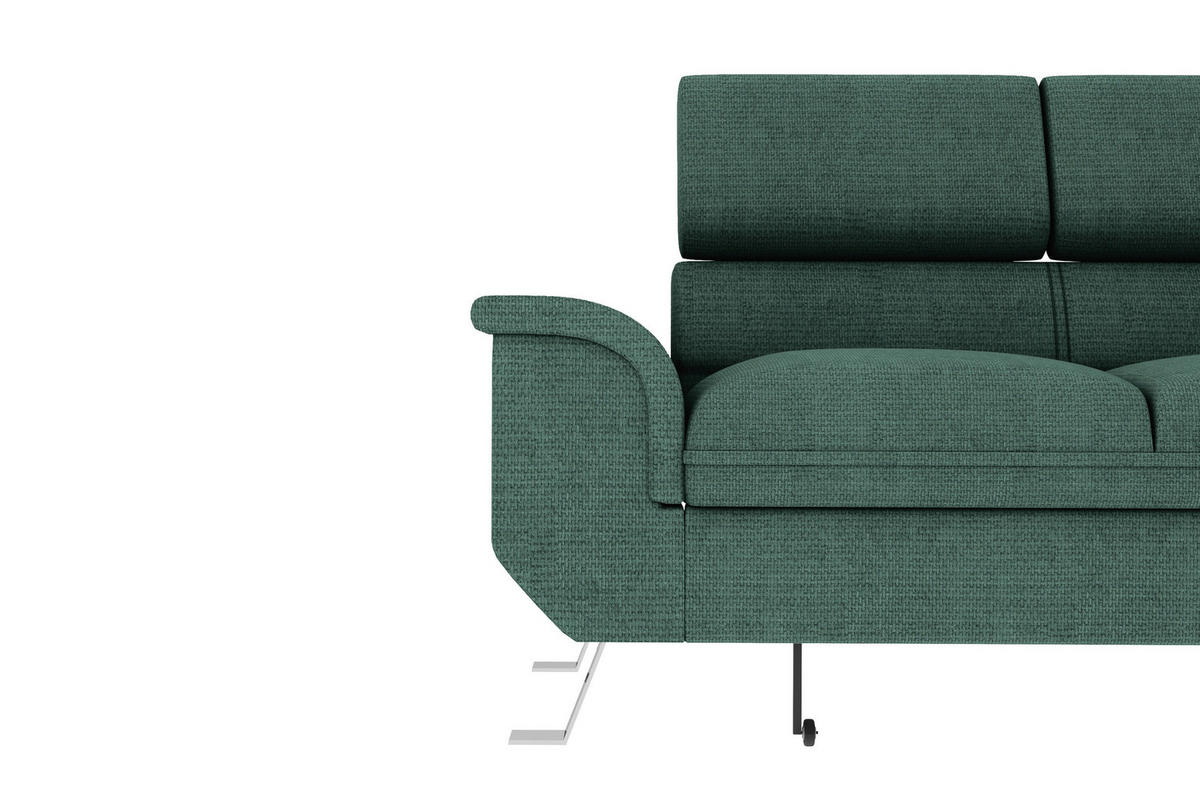 ECKSOFA in Struktur Dunkelgrün  - Dunkelgrün/Silberfarben, Konventionell, Textil/Metall (268/207cm) - MID.YOU
