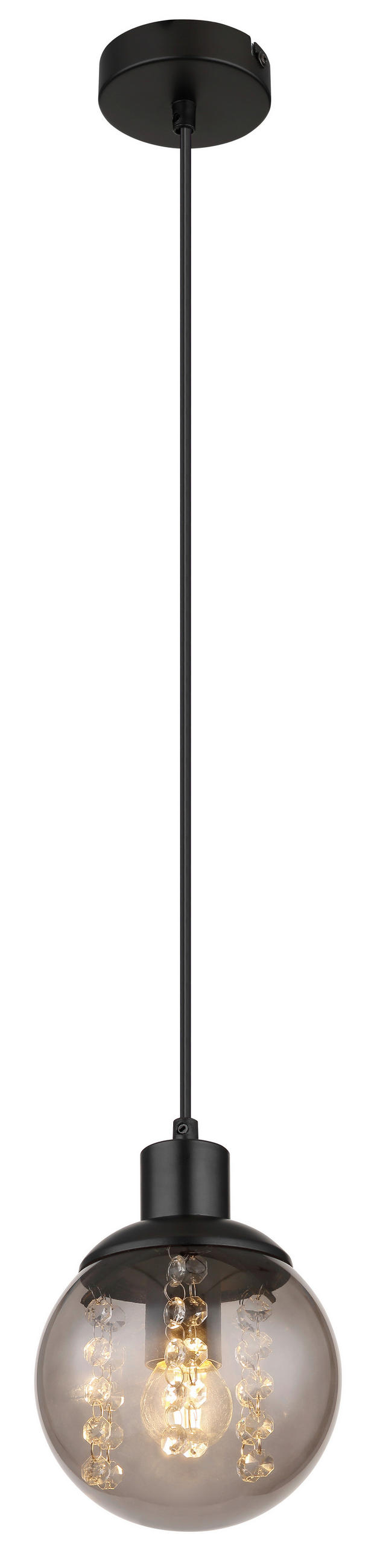 HÄNGELEUCHTE 15/150 cm   - Klar/Schwarz, Design, Glas/Kunststoff (15/150cm) - Globo