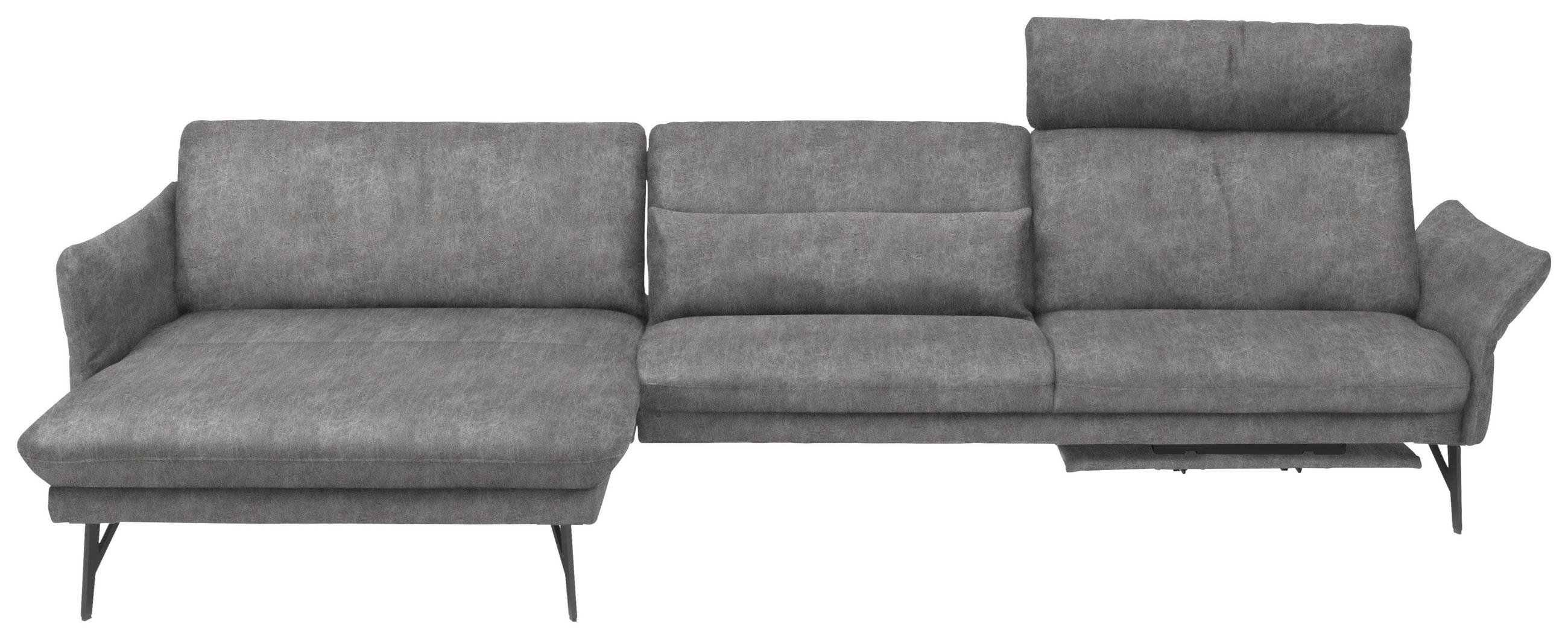 ECKSOFA Hellgrau Lederlook  - Anthrazit/Hellgrau, Design, Textil/Metall (174/330cm) - Himolla