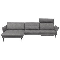 ECKSOFA in Lederlook Hellgrau  - Anthrazit/Hellgrau, Design, Textil/Metall (174/330cm) - Himolla