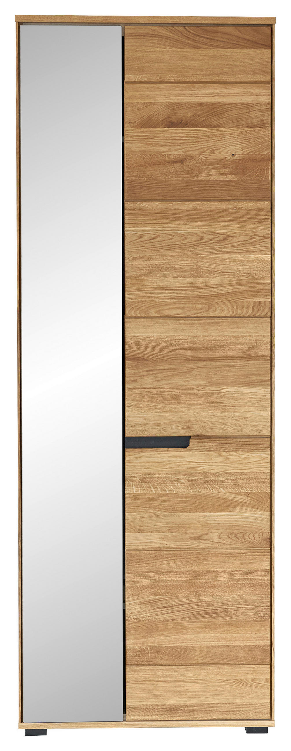 GARDEROBENSCHRANK  in 70/196/40 cm  - Eichefarben/Schwarz, KONVENTIONELL, Glas/Holz (70/196/40cm) - Linea Natura