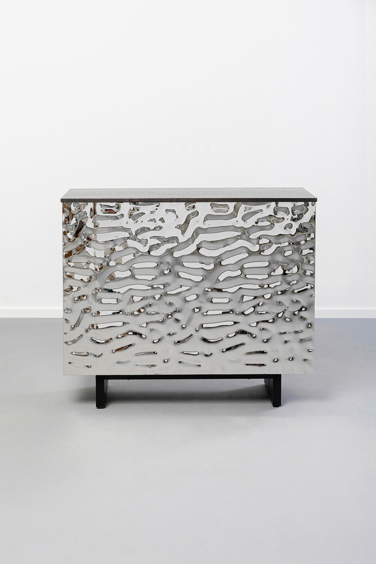 BAR Esche Grau, Eschefarben, Chromfarben  - Chromfarben/Eschefarben, Holz/Metall (120/105/48cm) - Kare-Design