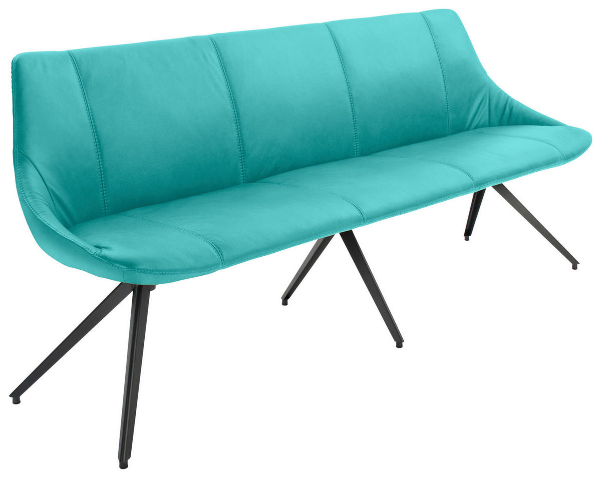 SITZBANK 195/88/62 cm Echtleder Anthrazit, Petrol Metall  - Anthrazit/Petrol, Design, Leder/Metall (195/88/62cm) - Bert Plantagie