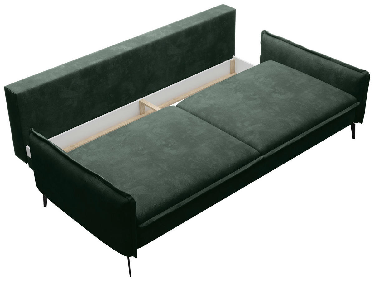 SCHLAFSOFA Chenille Waldgrün  - Waldgrün/Schwarz, KONVENTIONELL, Textil/Metall (223/89/107cm) - Carryhome