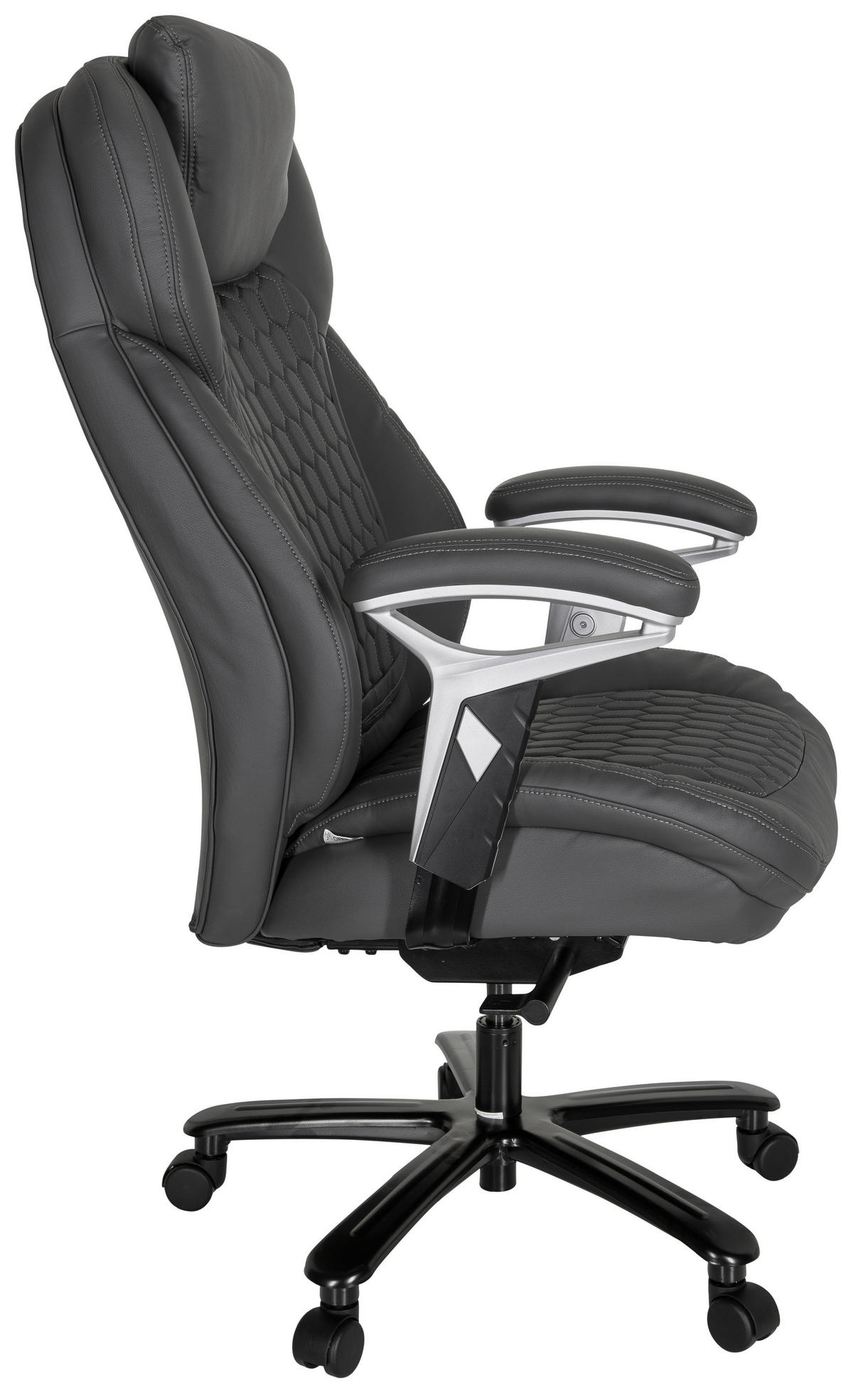 CHEFSESSEL Lederlook Grau, Silberfarben  - Silberfarben/Grau, MODERN, Kunststoff/Textil (73/138/85cm) - MID.YOU