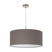 HÄNGLAMPA 53/110 cm  - brun/nickelfärgad, Klassisk, metall/textil (53/110cm) - Eglo