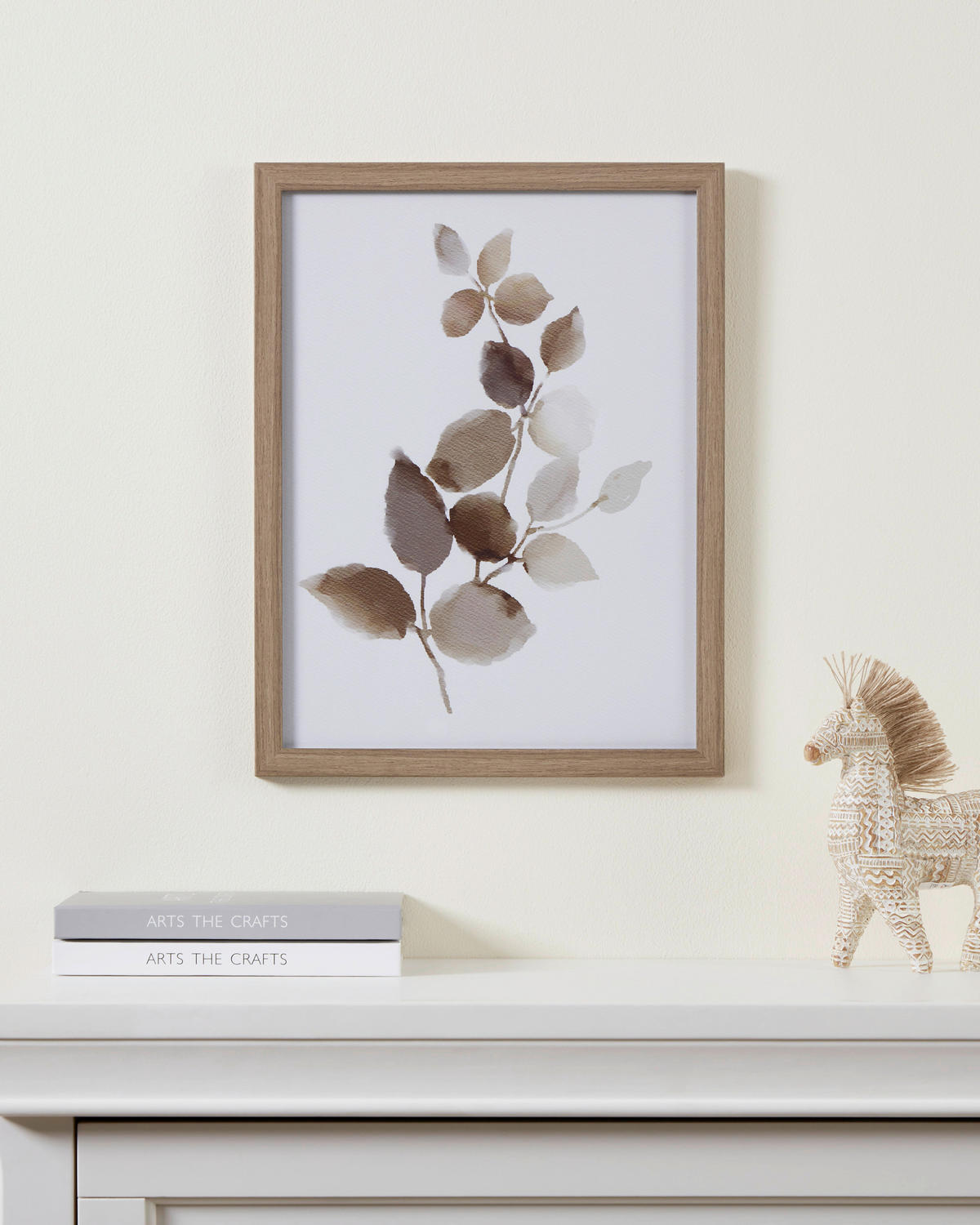 DRUCKGRAFIK Blätter Braun, Weiß, Taupe  - Taupe/Nussbaumfarben, Trend, Glas/Papier (33/1,6/43cm) - Eglo