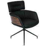 ARMLEHNSTUHL  in Eisen Echtleder pigmentiert  - Walnussfarben/Schwarz, Design, Leder/Holz (62/92/66cm) - Dieter Knoll