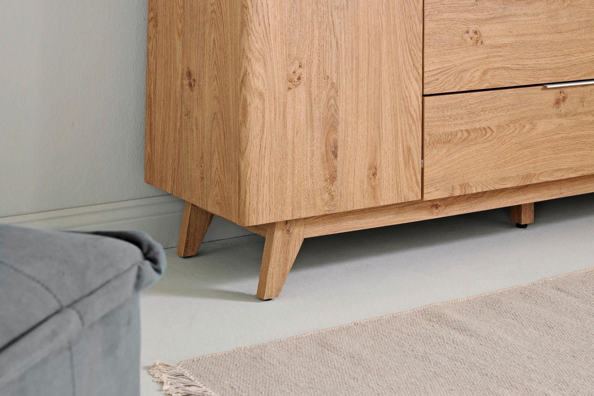 SIDEBOARD  in 150/77/39 cm  - Eichefarben/Alufarben, MODERN, Holzwerkstoff/Metall (150/77/39cm) - Livetastic