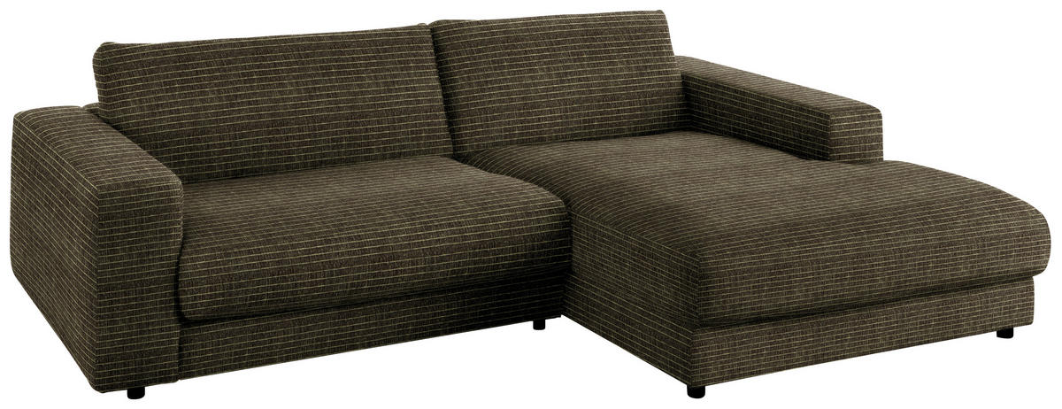 ECKSOFA in Chenille Olivgrün  - Schwarz/Olivgrün, Design, Kunststoff/Textil (270/190cm) - Lomoco