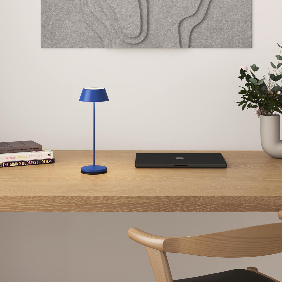 AKKU-TISCHLEUCHTE 11/30 cm  - Blau/Schwarz, Trend, Kunststoff/Metall (11/30cm) - Novel