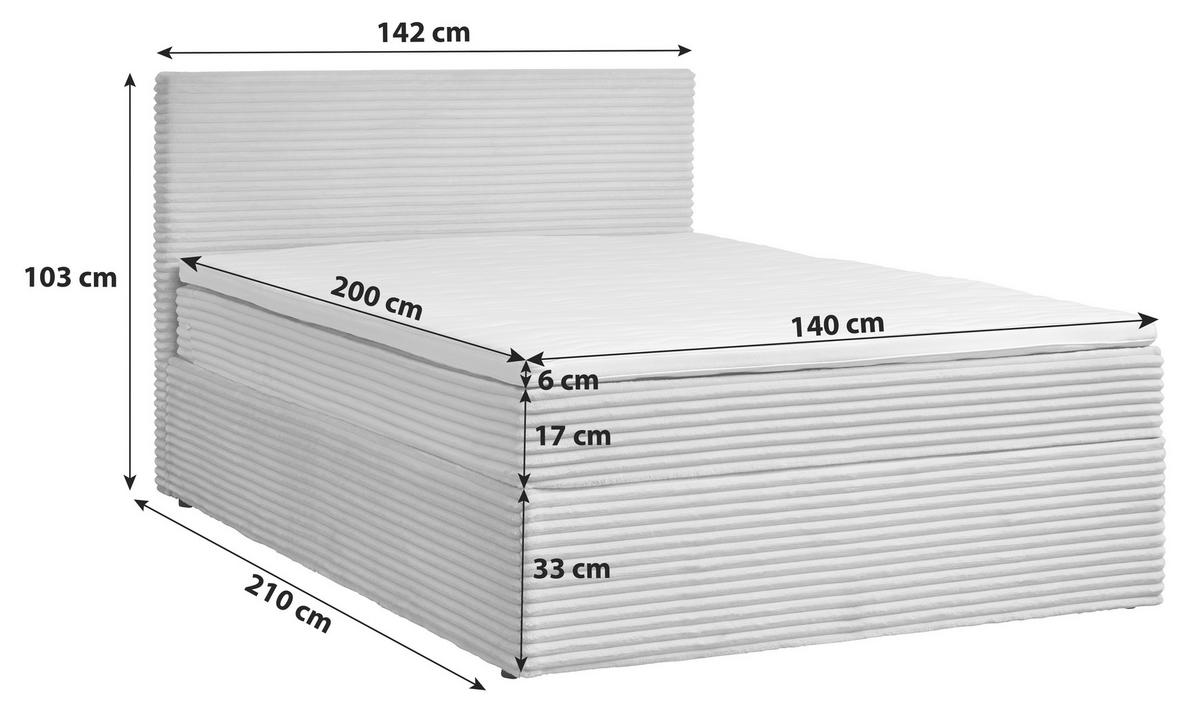 Pat Tip Boxspring, 140/200 cm, crem - crem/negru, Basics, plastic/lemn (140/200cm) - P & B