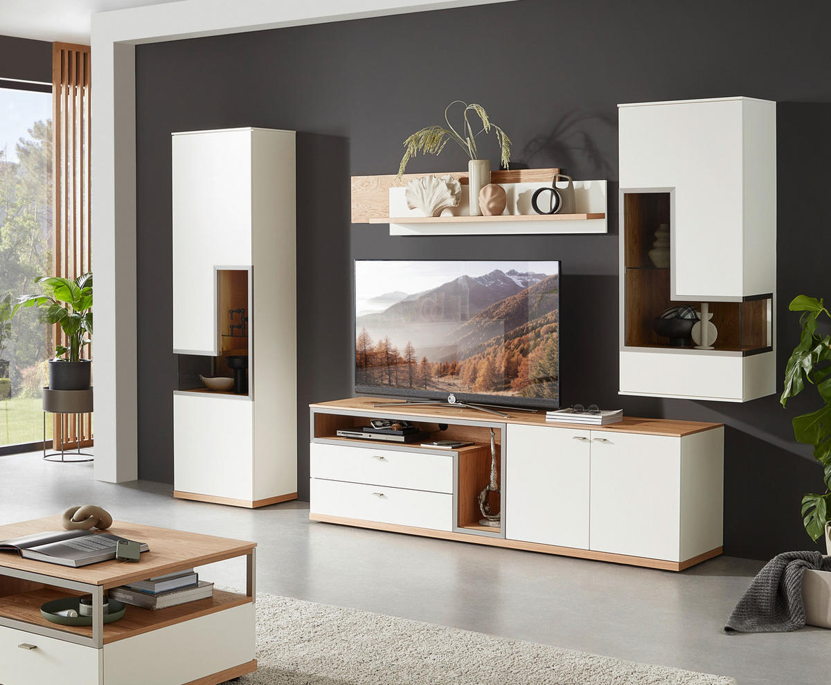 LOWBOARD  in 210,3/64,7/52 cm  - Eichefarben/Alufarben, Design, Holz/Holzwerkstoff (210,3/64,7/52cm) - Dieter Knoll