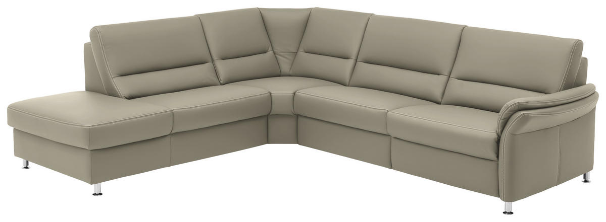 ECKSOFA in Echtleder Ecru  - Ecru/Beige, Design, Leder/Metall (249/288cm) - Beldomo Premium