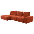 ECKSOFA in Velours Terracotta  - Terracotta/Schwarz, Design, Kunststoff/Textil (174/342cm) - Xora