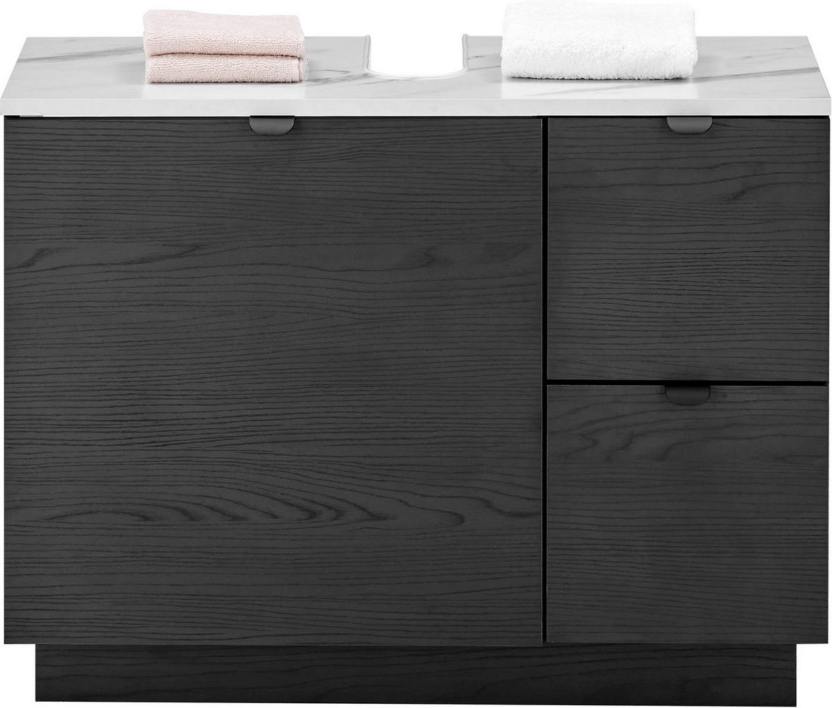 WASCHBECKENUNTERSCHRANK 80/60,5/37 cm  - Schwarz/Weiß, KONVENTIONELL, Holzwerkstoff/Metall (80/60,5/37cm) - Xora