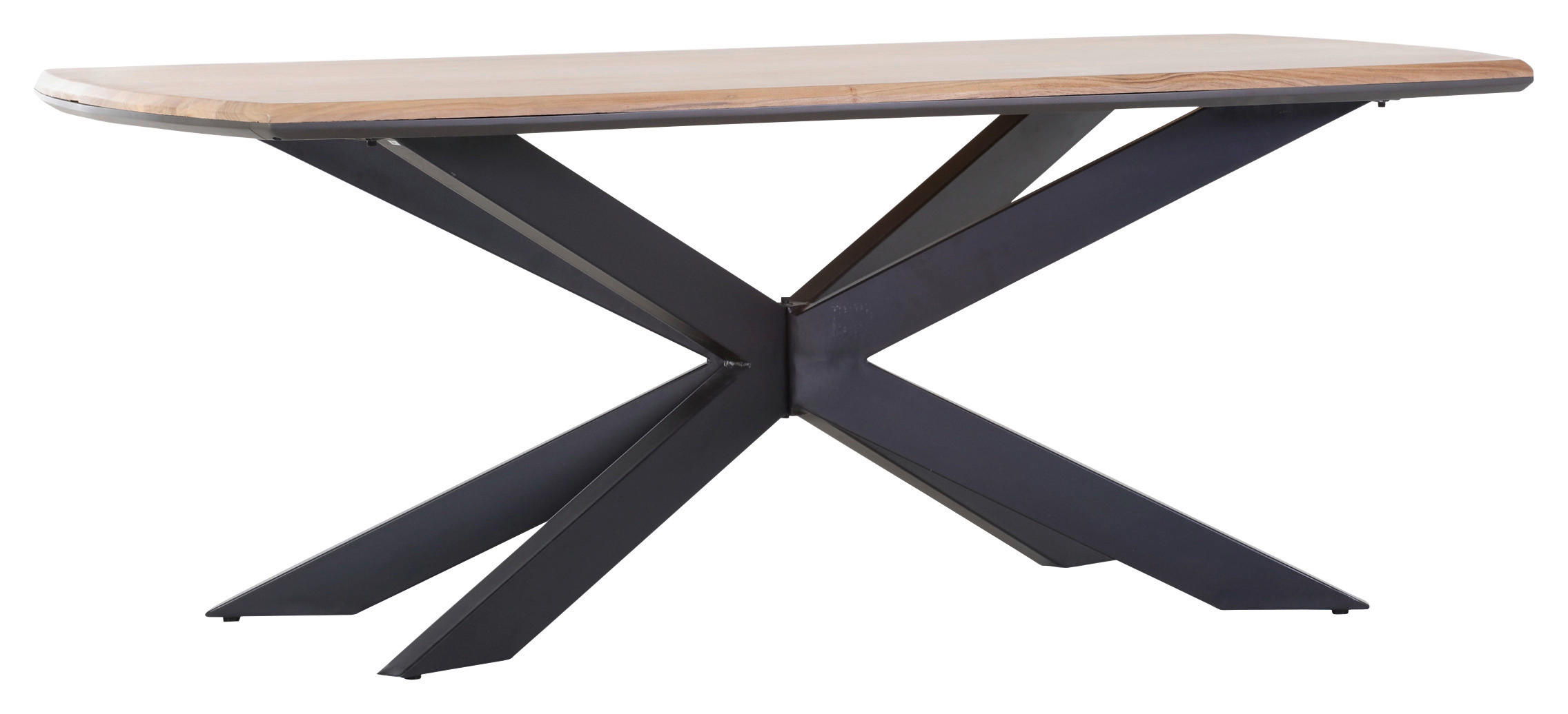 ESSTISCH in Holz, Metall 200/100/77 cm  - Schwarz/Akaziefarben, Design, Holz/Metall (200/100/77cm) - Ambia Home