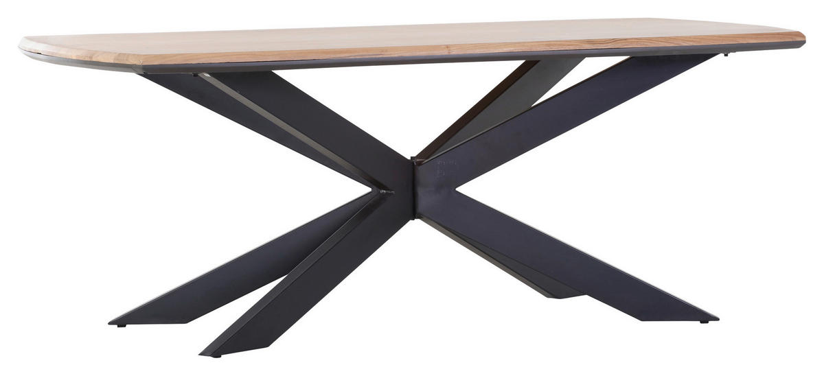 ESSTISCH in Holz, Metall 200/100/77 cm  - Schwarz/Akaziefarben, Design, Holz/Metall (200/100/77cm) - Ambia Home