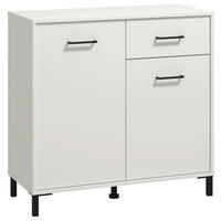 KOMODA, bela  - črna/bela, Konvencionalno, umetna masa/leseni material (93/90/40cm) - Carryhome