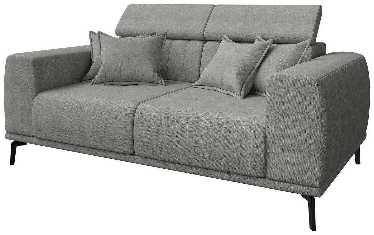 2-SITZER-SOFA Webstoff Grau  - Schwarz/Grau, KONVENTIONELL, Textil/Metall (200/80/110cm) - Carryhome