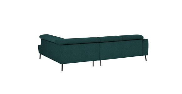 ECKSOFA in Struktur Petrol  280/205 cm  - Petrol/Schwarz, Design, Textil/Metall (280/205cm) - Xora