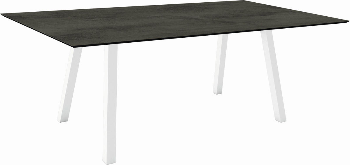 GARTENTISCH Kunststoff Grau rechteckig  - Weiß/Grau, MODERN, Kunststoff/Metall (180/100/75cm) - Stern