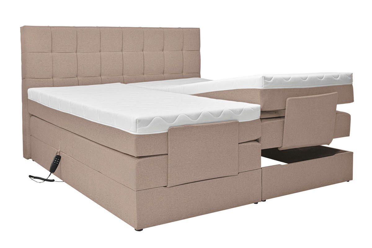 BOXSPRINGBETT 180/200 cm  in Haselnussfarben  - Schwarz/Haselnussfarben, Basics, Kunststoff/Textil (180/200cm) - Moderano