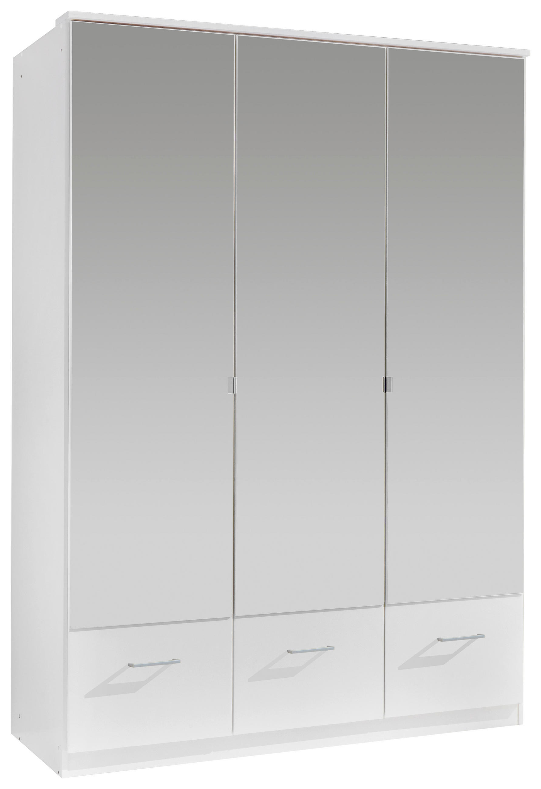 DREHTÜRENSCHRANK 135/199/58 cm,  in Weiß, 3-türig  - Alufarben/Weiß, KONVENTIONELL, Glas/Holzwerkstoff (135/199/58cm) - MID.YOU