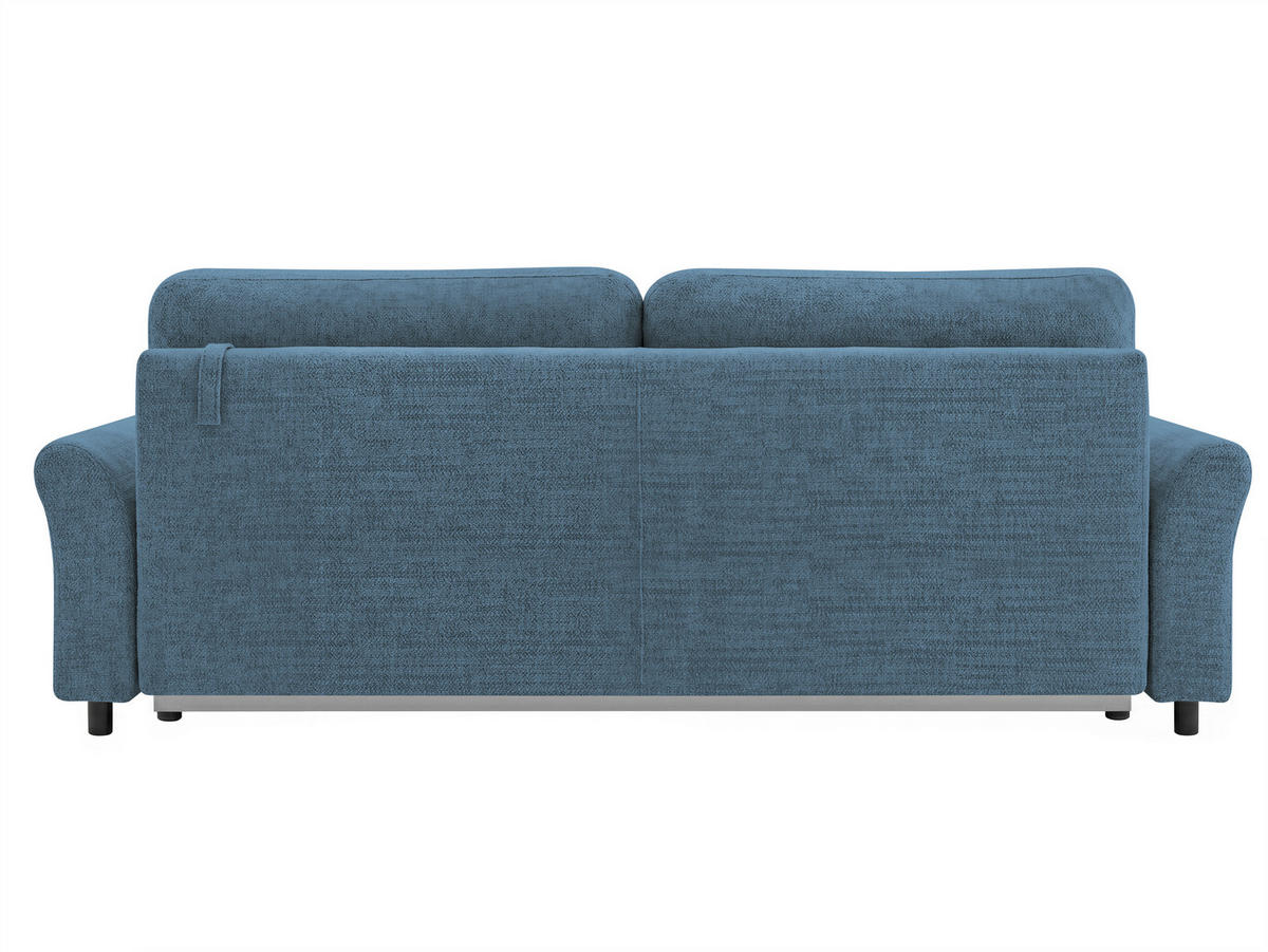 SCHLAFSOFA Flachgewebe, Struktur Blau  inkl. Zierkissen, Rückenkissen, Bettkasten, Schlaffunktion, Rücken echt  - Blau/Schwarz, Design, Textil (244/88/100cm) - P & B