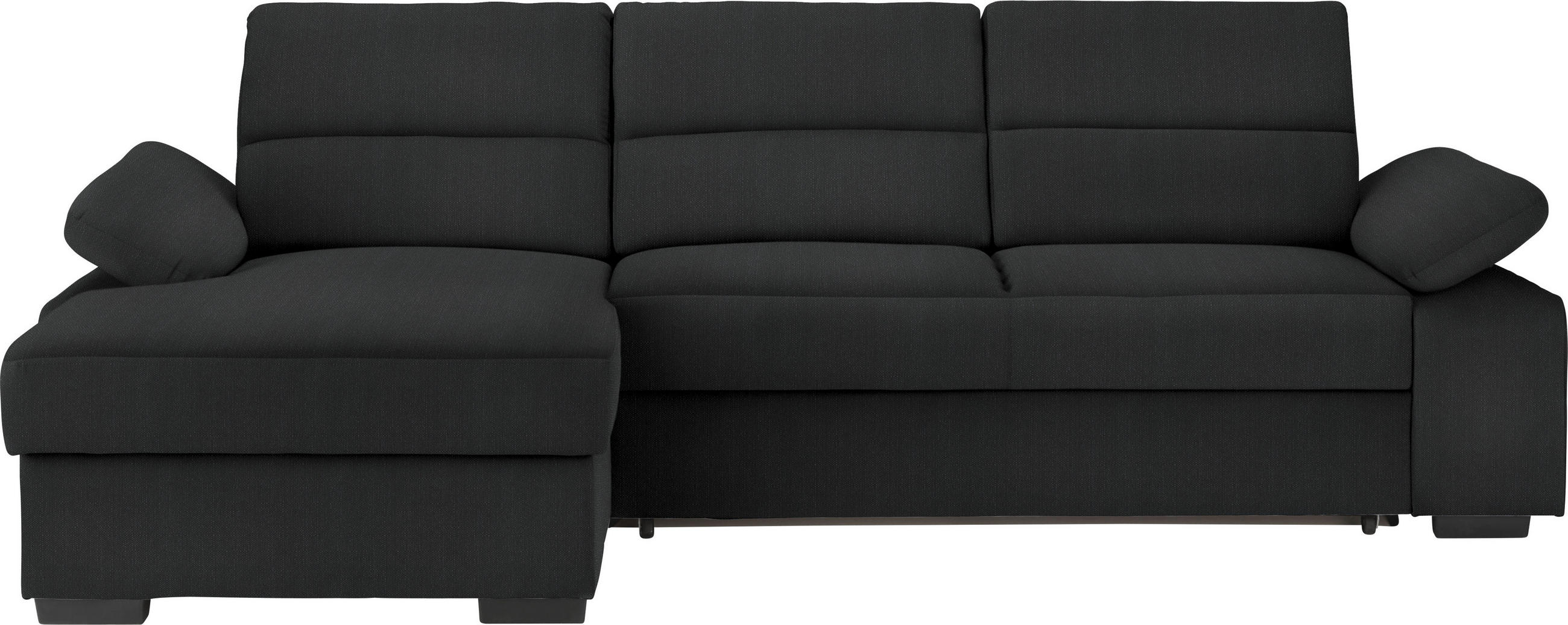 ECKSOFA in Webstoff Schwarz  166/258 cm  - Dunkelbraun/Schwarz, KONVENTIONELL, Kunststoff/Textil (166/258cm) - Cantus