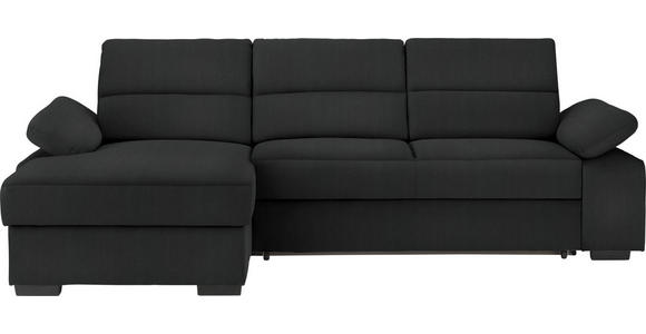 ECKSOFA in Webstoff Schwarz  166/258 cm  - Dunkelbraun/Schwarz, KONVENTIONELL, Kunststoff/Textil (166/258cm) - Cantus