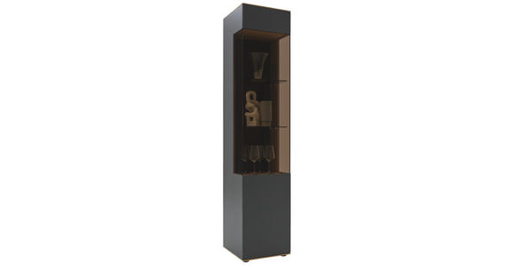 VITRINE in vollmassiv Kerneiche Anthrazit, Eichefarben - Eichefarben/Anthrazit, Design, Glas/Holz (43/205/44cm) - Valnatura