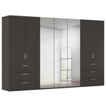 DREHTÜRENSCHRANK 350/223/61 cm,  in Graphitfarben, 7-türig  - Chromfarben/Edelstahlfarben, Basics, Glas/Holzwerkstoff (350/223/61cm) - Novel