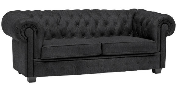 CHESTERFIELD-SOFA Webstoff Dunkelgrau  - Wengefarben/Dunkelgrau, LIFESTYLE, Holz/Textil (206/76,5/96cm) - Landscape